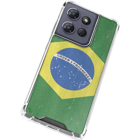 Brazil Flag Distressed Moto G 5G (2025) Clear Case